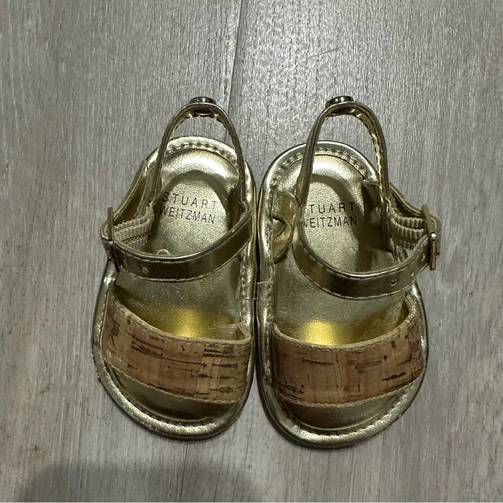 Stuart Weitzman Gold Baby Nudist Sandals Sz 2 HOST PICK
